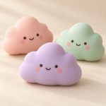 Illustrative lavender, peach and mint cloud squishies